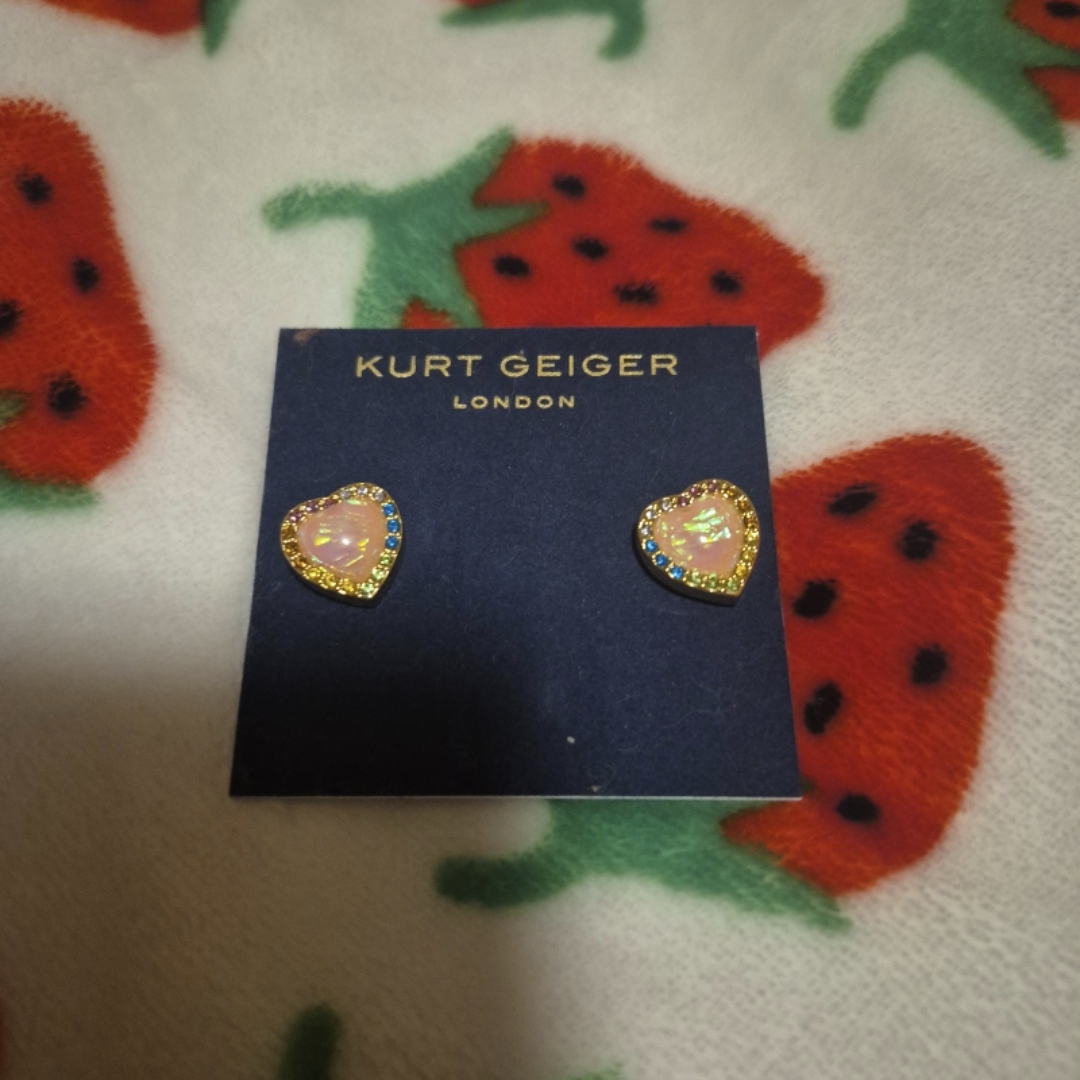 Kurt Geiger London Rainbow Heart Mother Of Pearl Stud Earrings